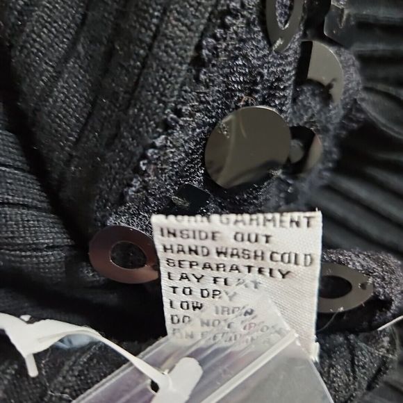 WR Women's Silk Blend Rib Black Cardigan Embellished Sz Lg NWOT - Picture 9 of 11